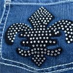 Red Rivet  Distressed Jeans Fleur de Lis Rhinestone Pockets Size 13 Photo 6