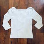 Max Studio  powder blue, crochet flower appliqué, beaded sweater, size S Photo 1