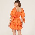 Caroline Constas Orange Polka Dot Square Neck Smocked Finley Mini Dress | XS Photo 1