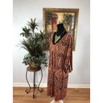 Tacera Women’s Dress Size 1X Boho Paisley Print Midi Dress 3/4 Tab Sleeve Photo 5