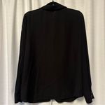 Adrianna Papell Blouse Black Pleated Sleeve Button Up Top Career Size XL Goth Photo 8