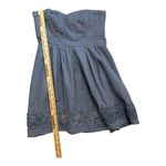 Chic Strapless Denim Dress with Embroidered Hem Size Large Summer Beach Blue Photo 6