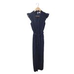 Monteau Navy Polka-Dot Flutter Sleeve Jumpsuit Women's Size S Photo 6