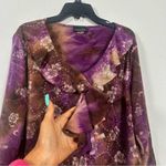 Vintage Y2K Floral Ruffled Tunic Top Fairy Artsy Whimsy Goth 2X Brittany Black Photo 1