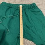 Ashley Stewart  Pants Womens 12 Linen Kelly Green Wide Leg Stretch Drawstring Photo 4