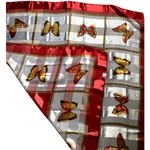 Vintage‎ Silky Butterfly Patchwork Pashmina Layering Scarf Red Boho Grandmacore White Photo 1