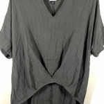 Universal Threads Universal Thread Women's Asymmetrical Hem Split Neck Short Sleeve Top Gray Small Photo 0