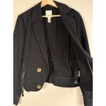 Diesel  Black Cotton Moto Blazer Jacket Gold Zippers Smocked Cuffs Womens M Photo 6