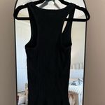 Aerie  Black Ribbed Tank Top with Button Detail Photo 3