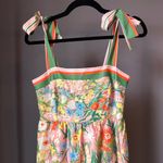 Jade Melody Tam Toe Shoulder Garden Border Tiered Maxi Dress Size XS Pink Photo 2