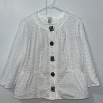 Chico's  EVIE Cotton Eyelet Jacket White Chico SZ 2 Women’s Large L 12 Photo 0