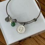 Love this life  " J “ Initial Silver Plated Stainless Steel Charm BangleBracelet Photo 3