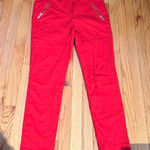 Michael Kors NWOT Vibrant Red Cotton Garment trousers zippers pants casual dress Photo 0