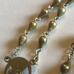 Vintage Metallic Beaded Silver Tone Catholic Rosary Necklace Photo 8