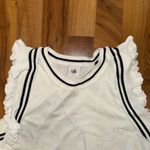 CAbi  ruffle tank top women’s size white and black cotton, spandex viscose‎ small Photo 2