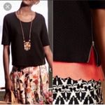 Anthropologie Postmark Medium Black Quilted Side Zip Classon Short Sleeve Top Photo 1