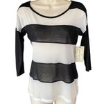 Derek Heart NWT ~ Black & White Wide Mesh Stripe Top ~ Women's Size MEDIUM Photo 2