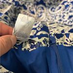 Oscar de la Renta Elegant Blue and White Patterned Dress Photo 13