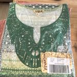 One World  Green Sharkbite Hem long Sleeve Top Gem Lace Collar XL Photo 1