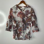 Chico's Chico’s Paisley Silk Blend Button Down Blouse Size 0/Small Photo 0