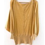 Free People  We the Free Willow Mustard Yellow Thermal Top Small Oversized Boho Photo 5