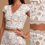 White Lace Maxi Skirt & Crop Top Set, Women's Size L Size L Photo 8