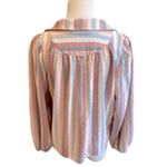 Blush Multicolored Striped Blouse Vneck Polo S Relax Fit Photo 6
