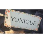 Yonique Ruched Detailing Removable Padded Long Swimsuit Large Skirt Blue Leaves Photo 4