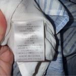 Listicle Blue and White Striped Ruffle Blouse Lightweight Long Sleeve V Neck Photo 2