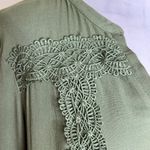 Altar'd State Dress SMALL Olive Green Long Sleeve Sheath Applique Lace V-Neck Photo 3