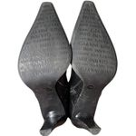 Gianni Bini Leather Knee High Stiletto Boots Sz 8 Black Crocodile Pointed Toe Photo 5