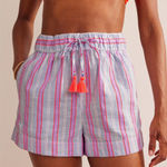 EUC Boden Tie Waist Striped Shorts, Blue Watermelon Stripe, Sz. 8 Photo 0