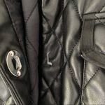 Maje  Black Faux Leather Look Quilted Shacket Jacket size large Photo 4