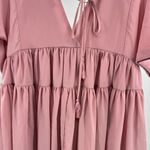 Pink Lily  M pink blush vneck and back babydoll mini dress tunic tiered ruffle Photo 6