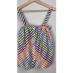 J Crew Tank Top Women's Sz 0 Rainbow Gingham‎ Square Neck Button Front Cotton Photo 9