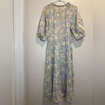 Rebecca Taylor Short Sleeve Satin Leaf Floral 100% Cotton Maxi Dress Size 8 Photo 8