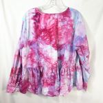 Free Assembly Plus Size 1X Top Handmade Tie Dye Peplum Pink Tie Front Tunic 943 Photo 2