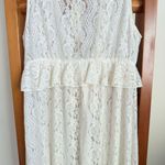 Buckle Cream Tiered Lace Tie Front Midi Sundress Overlay NWT Adjustable Size Photo 6