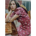 ZARA  Pink Gerbera Daisy Floral Puff Sleeve Boho Smocked Mini Dress Photo 3