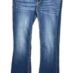 Rue 21  Flare Jeans Embroidered Button Flap Back Pockets Juniors‎ Womens Size 7/8 Photo 0