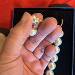 Big stimulated pearl necklace and earrings set Photo 3