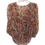 Veronica Beard Womens Milan Blouse Pink Floral Long Sleeve V Neck Metallic 0 New Photo 2