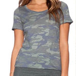 Monrow Camo Tee Shirt Dress Succulent Green Short‎ Sleeve Ruched Size US Small Photo 0