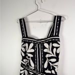 City Chic Black White Botanical Print Smocked Back Wide Strap Jumpsuit Photo 2