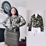 Michael Kors Camo Jacket Faux Leather Bomber Smoky Olive Size S New with Tag Photo 8