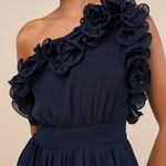 Lulus  Splendid Charisma Navy Ruffled Pleated One-Shoulder
Midi Dress Photo 2