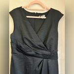 Adrianna Papell NWT Lovely  Black Satiny Wrap Top Style Cocktail Sheath Dress 10 Photo 2