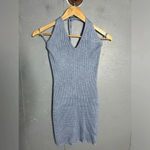 Abercrombie & Fitch Elevated Knit Halter Mini Dress - Blue Pattern. Size Medium Photo 8