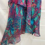 BCBGMAXAZRIA NWOT women's pink blue halter sequins ruffle tropical silk dress Photo 2
