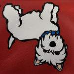 Marc Tetro Red White Black Westie Terrier Dog Striped Lined Clutch Makeup Pouch Photo 1